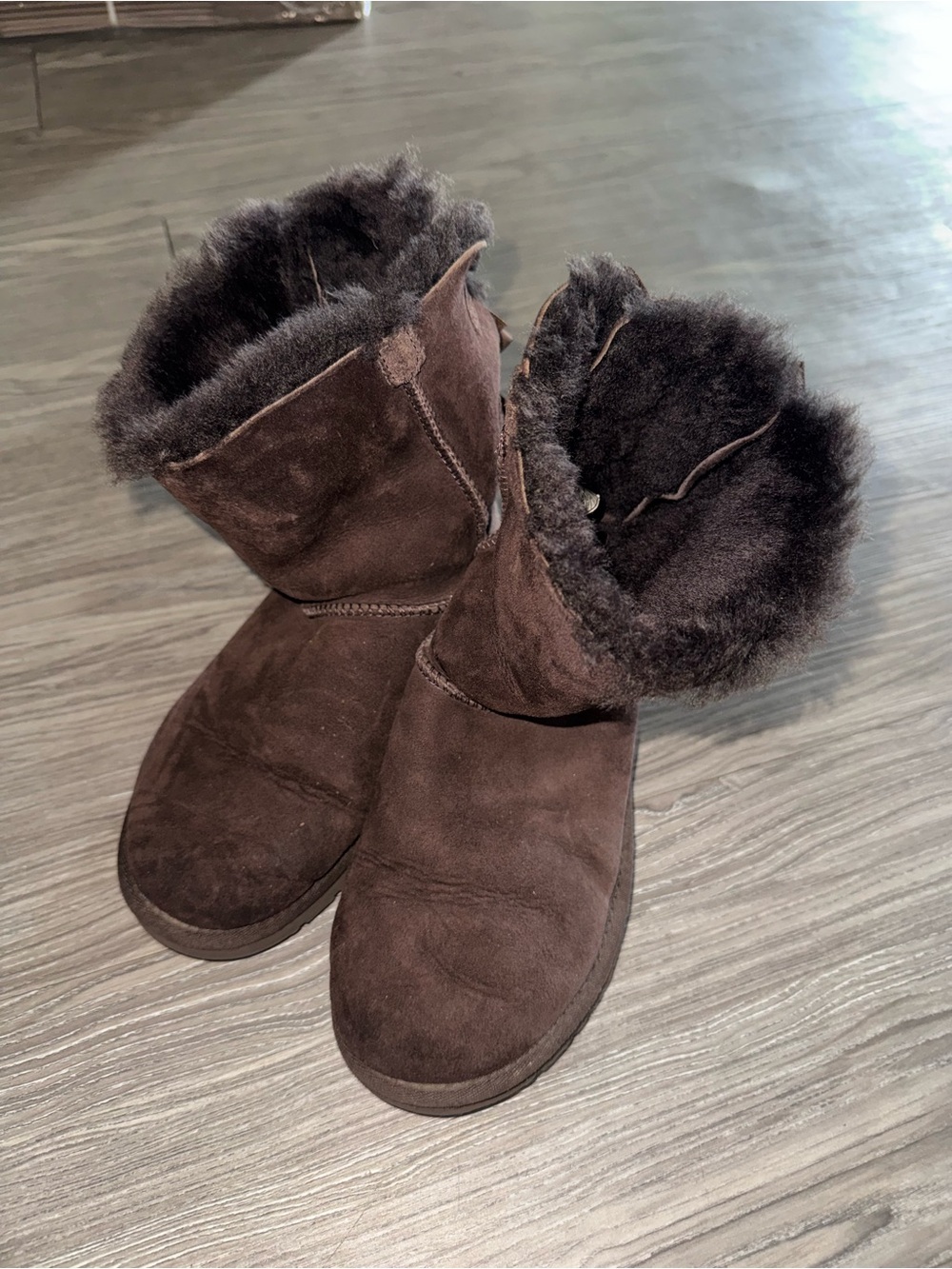 UGG Short Shearling-Lined Suede Boots - Dark Brown